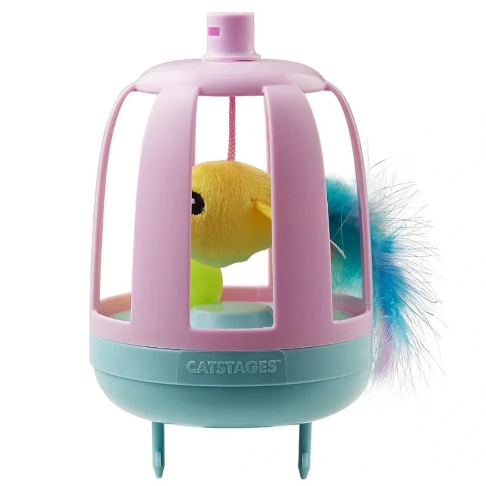 Chirp and tweet bird Pink and Blue Bird Cage Toy for cats cat toy